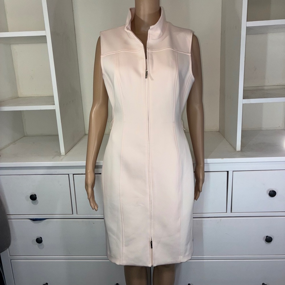 Tommy Hilfiger Sleeveless Zip Front Sheath Dress Pink Size 12